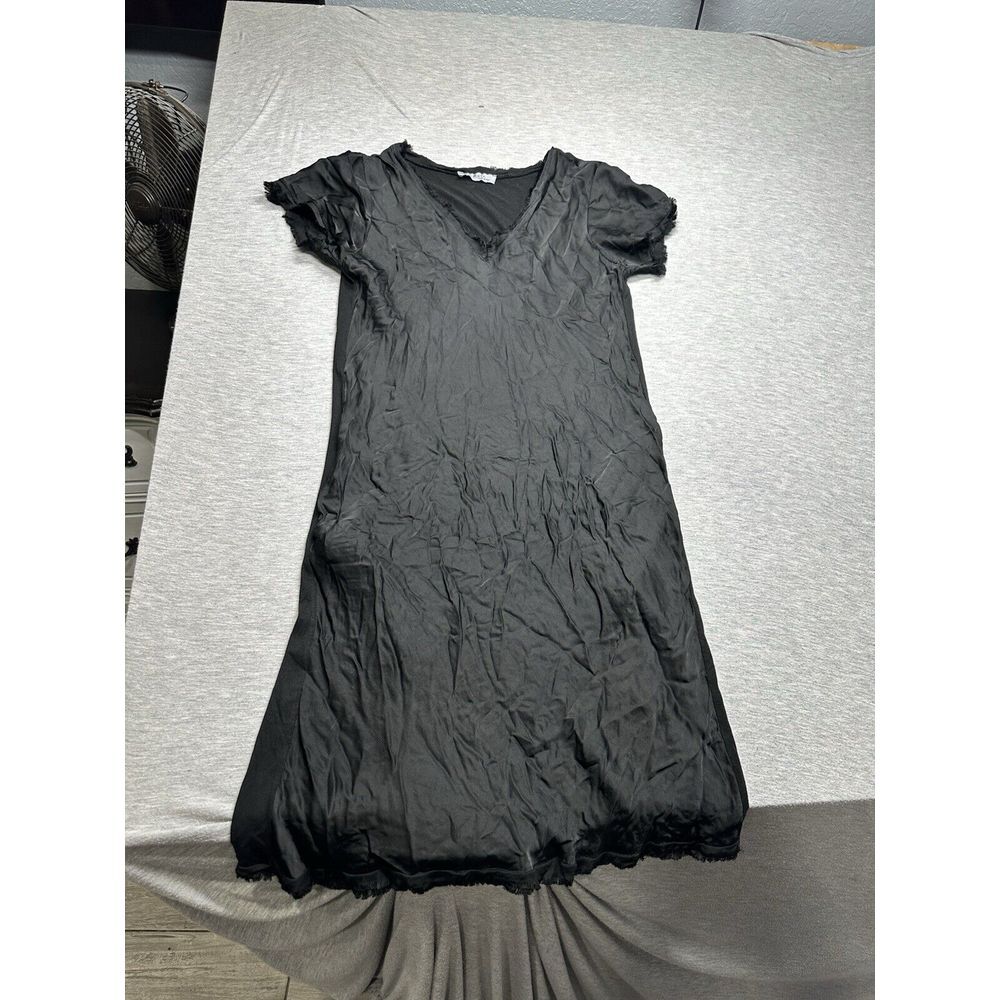 Gigi Moda Black Satin Shift Dress Size S‎